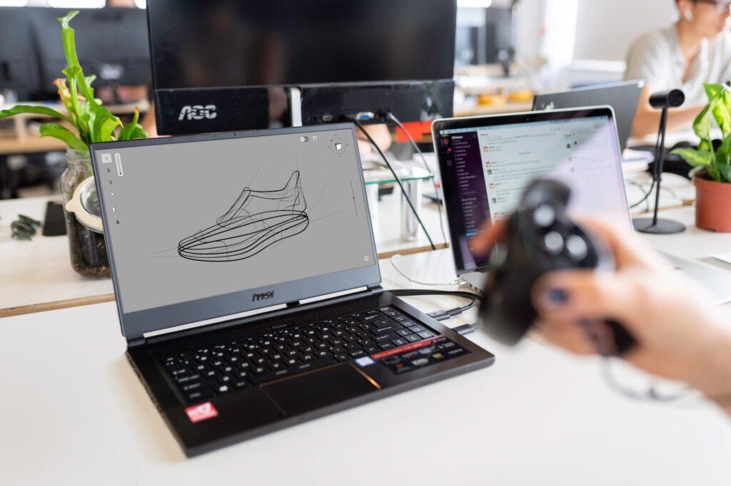 Virtuales Design an einem Schuh