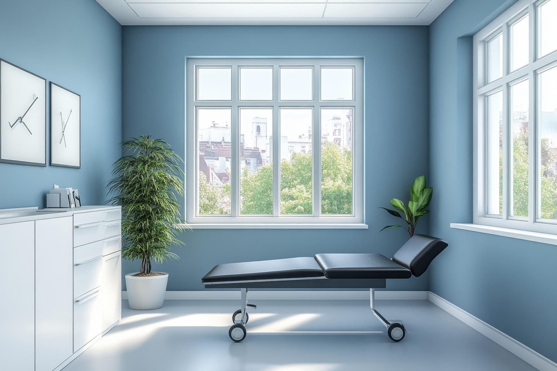 Heller Praxisraum mit Therapieliege | Therapieliege

