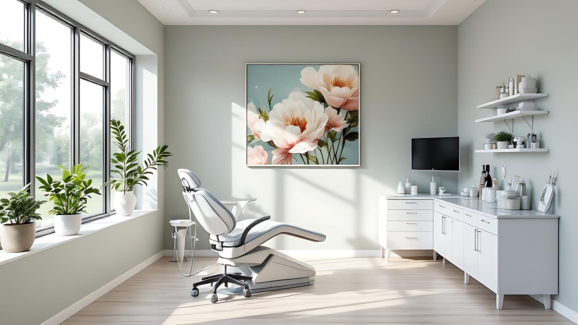 Helle Praxis mit Pflanzen und Therapieliege | Therapieliege
