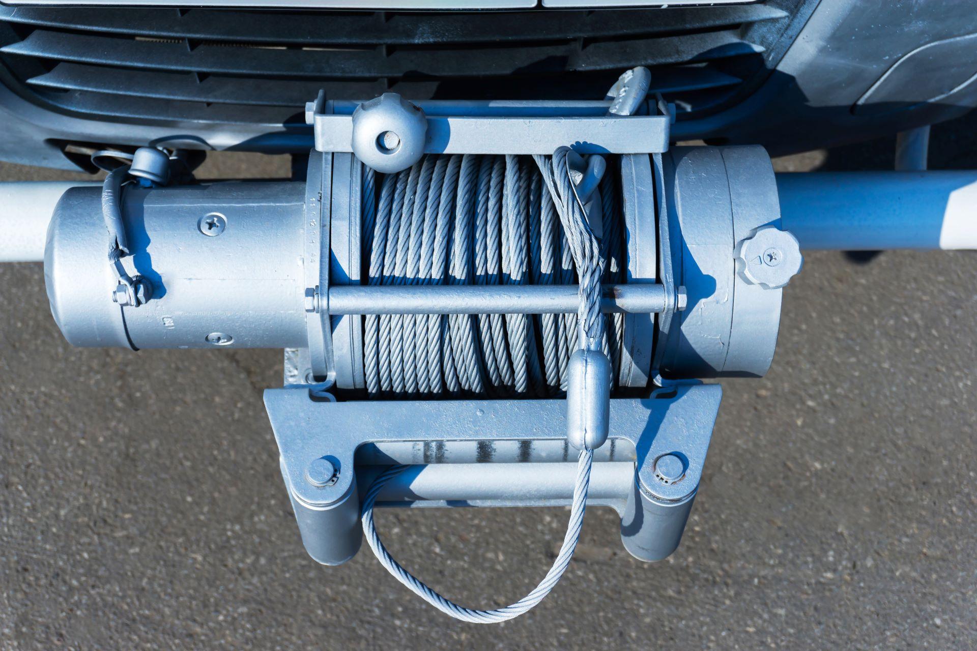 Stahlseiltrommel einer Elektroseilwinde in Detailansicht
